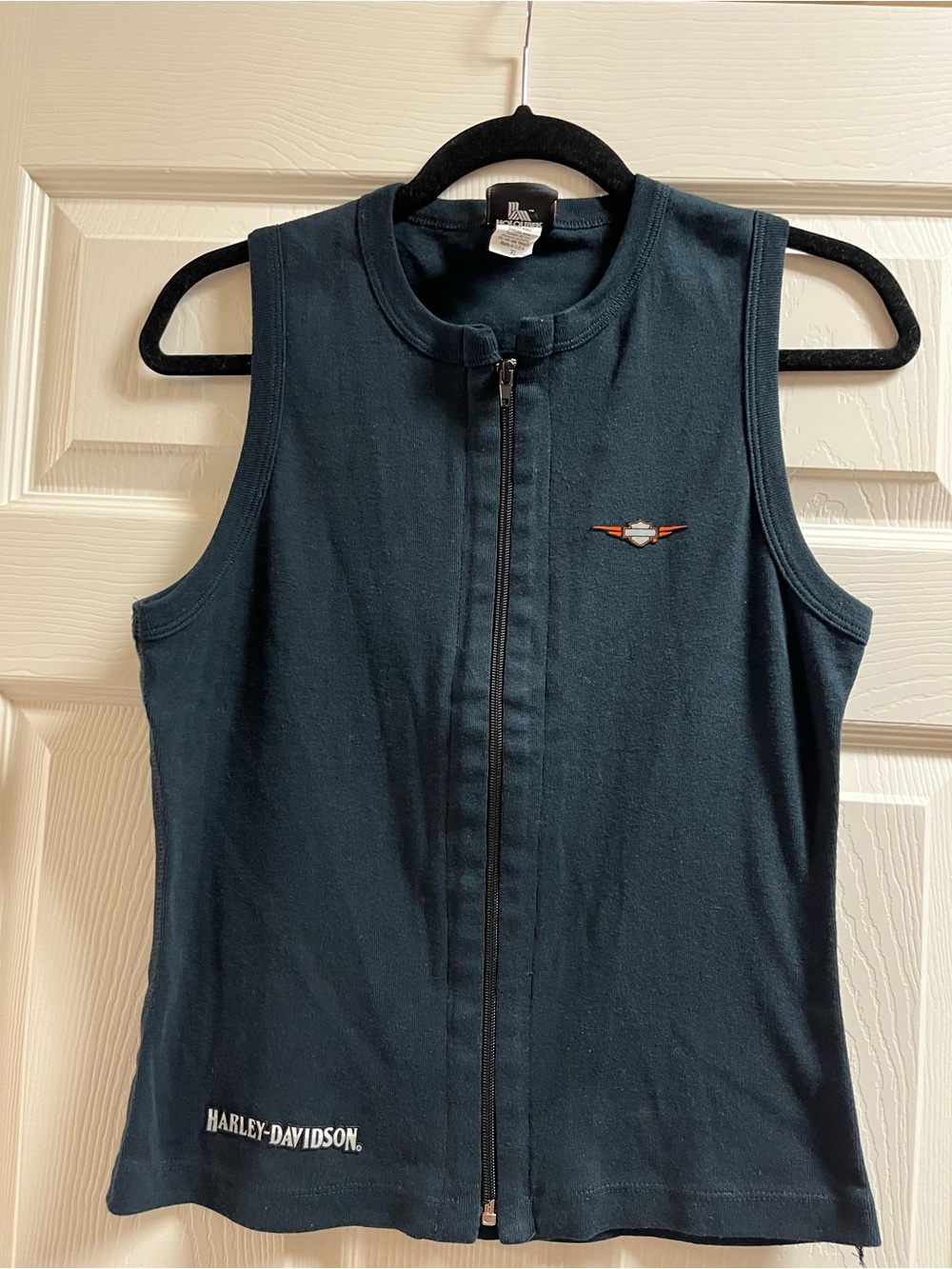 Harley-Davidson Black Zip-Up Tank with Orange Logo